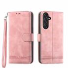 For Samsung Galaxy M55 Dierfeng Dream Line TPU + PU Leather Phone Case(Pink) - 1