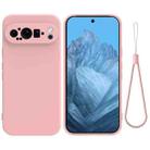 For Google Pixel 9 Pro Pure Color Liquid Silicone Shockproof Phone Case(Pink) - 1