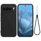 For Google Pixel 9 Pro Pure Color Liquid Silicone Shockproof Phone Case(Black) - 1