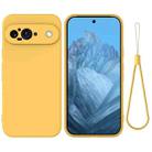 For Google Pixel 9 Pure Color Liquid Silicone Shockproof Phone Case(Yellow) - 1