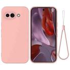 For Google Pixel 9a Pure Color Liquid Silicone Shockproof Phone Case(Pink) - 1