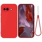 For Google Pixel 9a Pure Color Liquid Silicone Shockproof Phone Case(Red) - 1