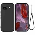 For Google Pixel 9a Pure Color Liquid Silicone Shockproof Phone Case(Black) - 1