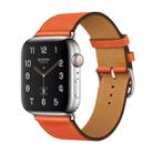 For Apple Watch Series 7 45mm / 6 & SE & 5 & 4 44mm / 3 & 2 & 1 42mm Leather  Watch Band(Orange) - 1