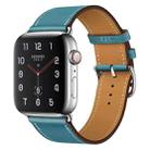 For Apple Watch Series 7 45mm / 6 & SE & 5 & 4 44mm / 3 & 2 & 1 42mm Leather  Watch Band(Blue) - 1