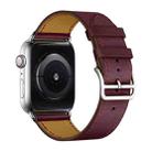 For Apple Watch Series 7 45mm / 6 & SE & 5 & 4 44mm / 3 & 2 & 1 42mm Leather  Watch Band(Purplish Red) - 3