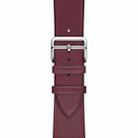 For Apple Watch Series 7 45mm / 6 & SE & 5 & 4 44mm / 3 & 2 & 1 42mm Leather  Watch Band(Purplish Red) - 4