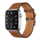 For Apple Watch Series 7 45mm / 6 & SE & 5 & 4 44mm / 3 & 2 & 1 42mm Leather  Watch Band(Brown) - 1