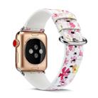 For Apple Watch Series 7 45mm / 6 & SE & 5 & 4 44mm / 3 & 2 & 1 42mm Floral Leather Watchband(F4) - 1
