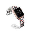 For Apple Watch Series 7 45mm / 6 & SE & 5 & 4 44mm / 3 & 2 & 1 42mm Floral Leather Watchband(F14) - 6
