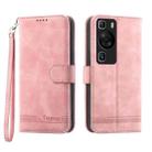 For Huawei P60 / P60 Pro Dierfeng Dream Line TPU + PU Leather Phone Case(Pink) - 1