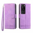 For Huawei P60 / P60 Pro Dierfeng Dream Line TPU Hybrid PU Leather Phone Case(Purple) - 1