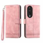 For Honor 90 5G Dierfeng Dream Line TPU + PU Leather Phone Case(Pink) - 1