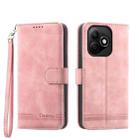 For Honor X60i Dierfeng Dream Line TPU + PU Leather Phone Case(Pink) - 1