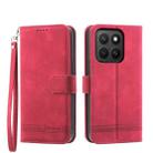 For Honor X8c 4G Dierfeng Dream Line TPU Hybrid PU Leather Phone Case(Red) - 1