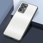 For OPPO Reno6 Pro Rain Silk Texture Shockproof Phone Case(White) - 1