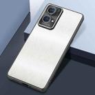 For OPPO Reno7 Pro Rain Silk Texture Shockproof Phone Case(White) - 1