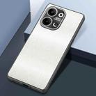 For OPPO Reno9 Rain Silk Texture Shockproof Phone Case(White) - 1