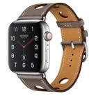 For Apple Watch Series 7 41mm / 6 & SE & 5 & 4 40mm / 3 & 2 & 1 38mm Leather Three Holes Watch Band(Grey) - 1