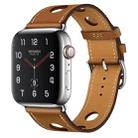 For Apple Watch Series 7 41mm / 6 & SE & 5 & 4 40mm / 3 & 2 & 1 38mm Leather Three Holes Watch Band(Brown) - 1