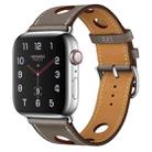For Apple Watch Series 7 45mm / 6 & SE & 5 & 4 44mm / 3 & 2 & 1 42mm Leather Three Holes Watch Band(Grey) - 1