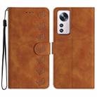 For Xiaomi 12 Pro Seven Butterflies Embossed Leather Phone Case(Brown) - 1