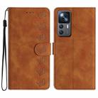 For Xiaomi 12T / 12T Pro Seven Butterflies Embossed Leather Phone Case(Brown) - 1