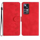 For Xiaomi 12T / 12T Pro Seven Butterflies Embossed Leather Phone Case(Red) - 1