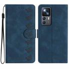 For Xiaomi 12T / 12T Pro Seven Butterflies Embossed Leather Phone Case(Blue) - 1