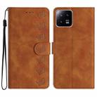 For Xiaomi 13 Pro Seven Butterflies Embossed Leather Phone Case(Brown) - 1