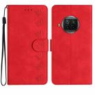 For Xiaomi Mi 10T Lite Seven Butterflies Embossed Leather Phone Case(Red) - 1