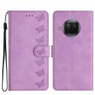 For Xiaomi Mi 10T Lite Seven Butterflies Embossed Leather Phone Case(Purple) - 1