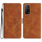 For Xiaomi Mi 10T / 10T Pro Seven Butterflies Embossed Leather Phone Case(Brown) - 1