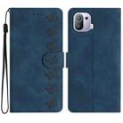 For Xiaomi Mi 11 Pro Seven Butterflies Embossed Leather Phone Case(Blue) - 1