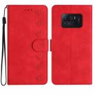 For Xiaomi Mi 11 Ultra Seven Butterflies Embossed Leather Phone Case(Red) - 1