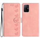 For Xiaomi 11T / 11T Pro Seven Butterflies Embossed Leather Phone Case(Pink) - 1