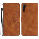 For Xiaomi Redmi 9 Seven Butterflies Embossed Leather Phone Case(Brown) - 1