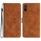 For Xiaomi Redmi 9A Seven Butterflies Embossed Leather Phone Case(Brown) - 1