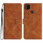 For Xiaomi Redmi 9C Seven Butterflies Embossed Leather Phone Case(Brown) - 1