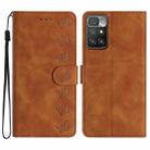 For Xiaomi Redmi 10 Seven Butterflies Embossed Leather Phone Case(Brown) - 1