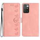 For Xiaomi Redmi 10 Seven Butterflies Embossed Leather Phone Case(Pink) - 1