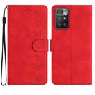 For Xiaomi Redmi 10 Seven Butterflies Embossed Leather Phone Case(Red) - 1