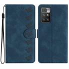 For Xiaomi Redmi 10 Seven Butterflies Embossed Leather Phone Case(Blue) - 1