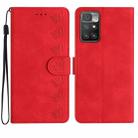 For Xiaomi Redmi 10 2022 Seven Butterflies Embossed Leather Phone Case(Red) - 1