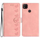 For Xiaomi Redmi 10A Seven Butterflies Embossed Leather Phone Case(Pink) - 1