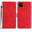 For Xiaomi Redmi 10C Seven Butterflies Embossed Leather Phone Case(Red) - 1