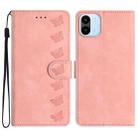 For Xiaomi Redmi A1 Seven Butterflies Embossed Leather Phone Case(Pink) - 1