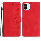 For Xiaomi Redmi A1 Seven Butterflies Embossed Leather Phone Case(Red) - 1