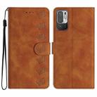 For Xiaomi Redmi Note 10 5G Seven Butterflies Embossed Leather Phone Case(Brown) - 1