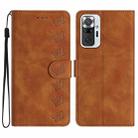 For Xiaomi Redmi Note 10 Pro Seven Butterflies Embossed Leather Phone Case(Brown) - 1